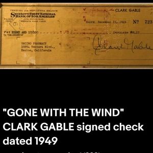 Signed Clark Gable check from 1949.